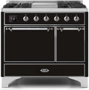 ILVE 40" Majestic II Dual Fuel Range with 6 Sealed Burners and Griddle - 3.82 cu. ft. Oven - Chrome Trim in Glossy Black (UMD10FDQNS3BKC) Ranges ILVE 
