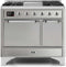 ILVE 40-Inch Majestic II Dual Fuel Range with 6 Sealed Burners and Removable Griddle with 3.82 cu. ft. Solid Door Oven in Chrome Trim in Stainless Steel (UMD10FDQNS3SSC)