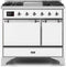 ILVE 40-Inch Majestic II Dual Fuel Range with 6 Sealed Burners and Removable Griddle with 3.82 cu. ft. Solid Door Oven in Chrome Trim in White (UMD10FDQNS3WHC)