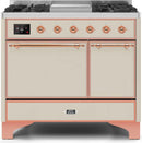 ILVE 40" Majestic II Dual Fuel Range with 6 Sealed Burners and Griddle - 3.82 cu. ft. Oven - Copper Trim in Antique White (UMD10FDQNS3AWP) Ranges ILVE 
