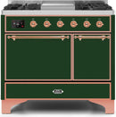 ILVE 40" Majestic II Dual Fuel Range with 6 Sealed Burners and Griddle - 3.82 cu. ft. Oven - Copper Trim in Emerald Green (UMD10FDQNS3EGP) Ranges ILVE 