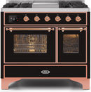 ILVE 40" Majestic II Dual Fuel Range with 6 Sealed Burners and Griddle - 3.82 cu. ft. Oven - Copper Trim in Glossy Black (UMD10FDNS3BKP) Ranges ILVE 