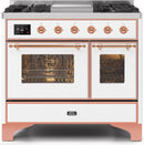 ILVE 40" Majestic II Dual Fuel Range with 6 Sealed Burners and Griddle - 3.82 cu. ft. Oven - Copper Trim in White (UMD10FDNS3WHP) Ranges ILVE 