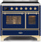 ILVE 40-Inch Majestic II induction Range with 6 Elements - 3.82 cu. ft. Oven - Brass Trim in Midnight Blue (UMDI10NS3MBG)