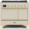 ILVE 40-Inch Majestic II induction Range with 6 Elements - Dual Solid Door Oven - TFT Control Display in Antique White (UMDI10QNS3AWG)