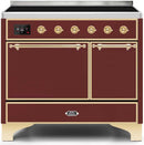 ILVE 40" Majestic II induction Range with 6 Elements - Dual Oven - TFT Control Display in Burgundy (UMDI10QNS3BUG) Ranges ILVE 