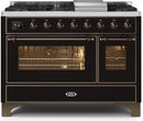 ILVE 48" Majestic II Dual Fuel Range with 8 Burners and Griddle - 5.02 cu. ft. Oven - 48" Majestic II Dual Fu (UM12FDNS3BKB) Ranges ILVE 