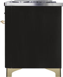 ILVE 48" Majestic II Dual Fuel Range with 8 Burners and Griddle - 5.02 cu. ft. Oven - Brass Trim in Glossy Black (UM12FDNS3BKG) Ranges ILVE 