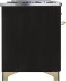 ILVE 48" Majestic II Dual Fuel Range with 8 Burners and Griddle - 5.02 cu. ft. Oven - Brass Trim in Matte Graphite (UM12FDNS3MGG) Ranges ILVE 