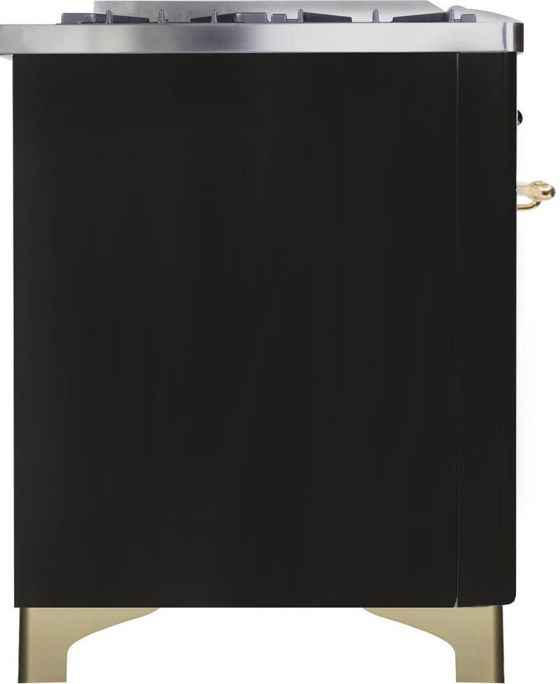 ILVE 48" Majestic II Dual Fuel Range with 8 Burners and Griddle - 5.02 cu. ft. Oven - Brass Trim in Matte Graphite (UM12FDNS3MGG) Ranges ILVE 