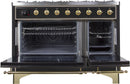 ILVE 48" Majestic II Dual Fuel Range with 8 Burners and Griddle - 5.02 cu. ft. Oven - Brass Trim in Matte Graphite (UM12FDNS3MGG) Ranges ILVE 