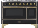 ILVE 48" Majestic II Dual Fuel Range with 8 Burners and Griddle - 5.02 cu. ft. Oven - Brass Trim in Matte Graphite (UM12FDNS3MGG) Ranges ILVE 