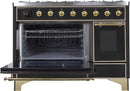 ILVE 48" Majestic II Dual Fuel Range with 8 Burners and Griddle - 5.02 cu. ft. Oven - Brass Trim in Matte Graphite (UM12FDNS3MGG) Ranges ILVE 