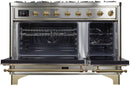 ILVE 48" Majestic II Dual Fuel Range with 8 Burners and Griddle - 5.02 cu. ft. Oven - Brass Trim in Stainless Steel (UM12FDNS3SSG) Ranges ILVE 