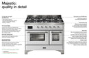 ILVE 48" Majestic II Dual Fuel Range with 8 Burners and Griddle - 5.02 cu. ft. Oven - Chrome Trim in Glossy Black (UM12FDNS3BKC) Ranges ILVE 