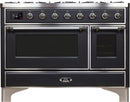 ILVE 48" Majestic II Dual Fuel Range with 8 Burners and Griddle - 5.02 cu. ft. Oven - Chrome Trim in Matte Graphite (UM12FDNS3MGC) Ranges ILVE 