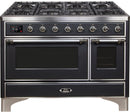 ILVE 48" Majestic II Dual Fuel Range with 8 Burners and Griddle - 5.02 cu. ft. Oven - Chrome Trim in Matte Graphite (UM12FDNS3MGC) Ranges ILVE 