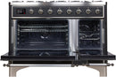 ILVE 48" Majestic II Dual Fuel Range with 8 Burners and Griddle - 5.02 cu. ft. Oven - Chrome Trim in Matte Graphite (UM12FDNS3MGC) Ranges ILVE 
