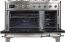 ILVE 48" Majestic II Dual Fuel Range with 8 Burners and Griddle - 5.02 cu. ft. Oven - Chrome Trim in Stainless Steel (UM12FDNS3SSC) Ranges ILVE 