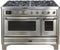 ILVE 48-Inch Majestic II Dual Fuel Range with 8 Burners and Griddle - 5.02 cu. ft. Oven - Chrome Trim in Stainless Steel (UM12FDNS3SSC)