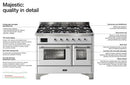 ILVE 48" Majestic II Dual Fuel Range with 8 Burners and Griddle - 5.02 cu. ft. Oven - Chrome Trim in White (UM12FDNS3WHC) Ranges ILVE 