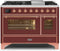 ILVE 48-Inch Majestic II Dual Fuel Range with 8 Burners and Removable Griddle with 5.02 cu. ft. Oven in Copper Trim in Burgundy (UM12FDNS3BUP)