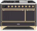 ILVE 48" Majestic II Dual Fuel Range with 8 Sealed Brass Burners and Griddle - 5.62 cu. ft. Oven - Brass (UM12FDQNS3MGG) Ranges ILVE 