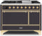 ILVE 48-Inch Majestic II Dual Fuel Range with 8 Sealed Brass Burners and Griddle - 5.62 cu. ft. Oven - Brass (UM12FDQNS3MGG)