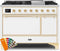 ILVE 48-Inch Majestic II Dual Fuel Range with 8 Sealed Brass Burners and Griddle - 5.62 cu. ft. Oven - Brass (UM12FDQNS3RALG)