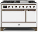 ILVE 48" Majestic II Dual Fuel Range with 8 Sealed Brass Burners and Griddle - 5.62 cu. ft. Oven - Bronze (UM12FDQNS3WHB) Ranges ILVE 