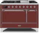 ILVE 48" Majestic II Dual Fuel Range with 8 Sealed Brass Burners and Griddle - 5.62 cu. ft. Oven - Chrome (UM12FDQNS3BUC) Ranges ILVE 