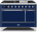 ILVE 48" Majestic II Dual Fuel Range with 8 Sealed Brass Burners and Griddle - 5.62 cu. ft. Oven - Chrome (UM12FDQNS3MBC) Ranges ILVE 