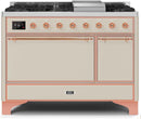ILVE 48" Majestic II Dual Fuel Range with 8 Sealed Brass Burners and Griddle - 5.62 cu. ft. Oven - Copper (UM12FDQNS3AWP) Ranges ILVE 