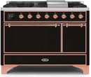 ILVE 48" Majestic II Dual Fuel Range with 8 Sealed Brass Burners and Griddle - 5.62 cu. ft. Oven - Copper (UM12FDQNS3BKP) Ranges ILVE 