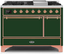 ILVE 48" Majestic II Dual Fuel Range with 8 Sealed Brass Burners and Griddle - 5.62 cu. ft. Oven - Copper (UM12FDQNS3EGP) Ranges ILVE 