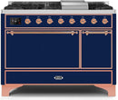 ILVE 48" Majestic II Dual Fuel Range with 8 Sealed Brass Burners and Griddle - 5.62 cu. ft. Oven - Copper (UM12FDQNS3MBP) Ranges ILVE 