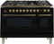 ILVE 48" Nostalgie - Dual Fuel Range with 7 Sealed Burners - 5 cu. ft. Oven - Griddle with Brass Trim in Glossy Black (UPN120FDMPN) Ranges ILVE 