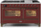 ILVE 60-Inch Majestic II Dual Fuel Range with 9 Sealed Burners and Removable Griddle with 5.8 cu. ft. Oven in Bronze Trim in Burgundy (UM15FDNS3BUB)