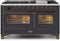 ILVE 60-Inch Majestic II Dual Fuel Range with 9 Sealed Burners and Removable Griddle with 5.8 cu. ft. Oven in Bronze Trim in Matte Graphite (UM15FDNS3MGB)