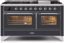 ILVE 60" Majestic II Dual Fuel Range with 9 Sealed Burners and Griddle - 5.8 cu. ft. Oven - Chrome Trim in Matte Graphite (UM15FDNS3MGC) Ranges ILVE 