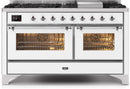 ILVE 60" Majestic II Dual Fuel Range with 9 Sealed Burners and Griddle - 5.8 cu. ft. Oven - Chrome Trim in White (UM15FDNS3WHC) Ranges ILVE 