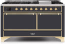 ILVE 60" Majestic II Dual Fuel Range with 9 Sealed Burners - Griddle - Dual Oven - Matte Graphite (UM15FDQNS3MGG) Ranges ILVE 