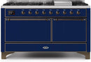 ILVE 60" Majestic II Dual Fuel Range with 9 Sealed Burners - Griddle - Dual Oven - Midnight Blue (UM15FDQNS3MBB) Ranges ILVE 