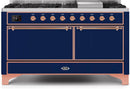 ILVE 60" Majestic II Dual Fuel Range with 9 Sealed Burners - Griddle - Dual Oven - Midnight Blue (UM15FDQNS3MBP) Ranges ILVE 