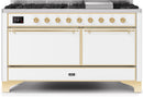 ILVE 60" Majestic II Dual Fuel Range with 9 Sealed Burners - Griddle - Dual Oven - White (UM15FDQNS3WHG) Ranges ILVE 