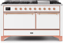 ILVE 60" Majestic II Dual Fuel Range with 9 Sealed Burners - Griddle - Dual Oven - White (UM15FDQNS3WHP) Ranges ILVE 