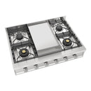 ILVE Professional Plus II 36-Inch Built-In Propane Gas Rangetop with Griddle in Stainless Steel (UHCP36FSSLP)