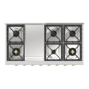 ILVE Nostalgie II 48-Inch Built-In Natural Gas Rangetop with Griddle in Stainless Steel with Brass Knob (UHCP48FNSSG)