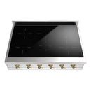 ILVE Nostalgie II 36-Inch Built-In Induction Rangetop with 6 Burners in Stainless Steel with Brass Knob (UHCPI366NSSG)