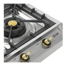 ILVE Nostalgie II 36-Inch Built-In Natural Gas Cooktop with Griddle in Stainless Steel with Brass Knob (UHCP965FNSSG)